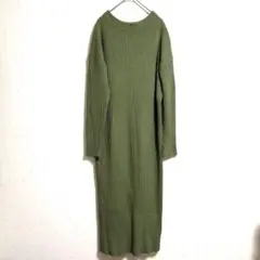 LOWRYS FARM リブニット ロングワンピ F 緑 オリーブグリーン