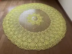 大判　マルチカバー　テーブルクロス　　ハンドメイド　レース編み　直径約178cm