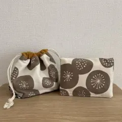 ミニ巾着　ポケットティッシュケース　北欧柄【213】
