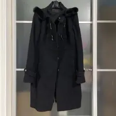 COMME CA ISM コムサイズム フード付き ロングコート ブラック