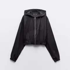 ZARA フルイド クロップドジャケット パーカー ブラック