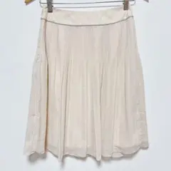 アイボリー 膝丈プリーツスカート 上品 きれいめ ナチュラル オフィス 通勤