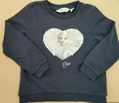 エルサ ハート型スパンコール トレーナー ネイビー　120