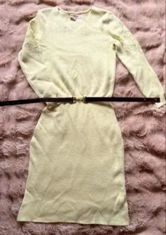 アプワイザーリッシェ刺繍袖アンゴラニットワンピース