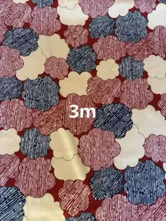 昭和レトロ生地　3mビンテージ生地　雲形模様レッドネイビー絵画調