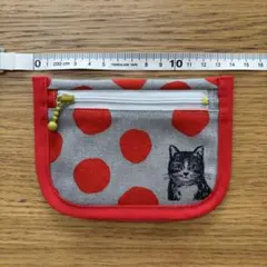 猫柄◆ぺたんこミニミニポーチ◆ハンドメイド