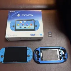 PSVita 本体 Aqua Blue 本体保護ケースとマイクラのカセット付き