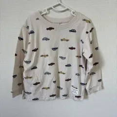 【プティマイン】車柄 長袖カットソー 100cm 男の子　白