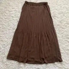 シュクルネージュ プリーツロングスカート　ブラウン　大きいサイズ　LLサイズ