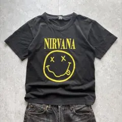 古着 NIRVANA ニルヴァーナ バンドTシャツ フェード ブラック 黒