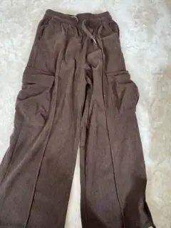 ブラウン コーデュロイ ワークパンツ