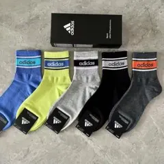 【くるぶしロゴ】アディダスadidasソックス五足　メンズソックス　スポーツ靴下