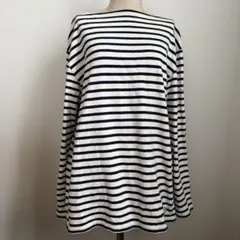 ⚫︎専用⚫︎オーシバル　長袖カットボーダー柄 ボートネック トップス　フレンチ