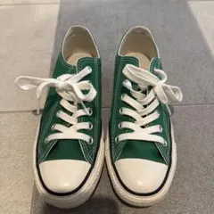 【美品】コンバース　ALL STAR グリーン ローカットスニーカー　23.5のサムネイル