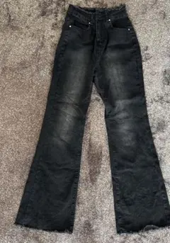 ハイウエストフレアパンツ ブラック S