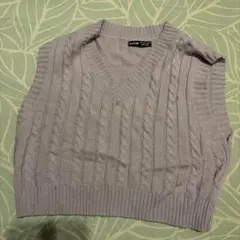 SHEIN ケーブルニットベスト パープル L