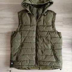 ZARA フード付きダウンベスト XL オリーブ