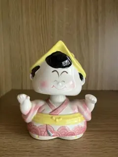 陶器製 貯金箱 人形 置物