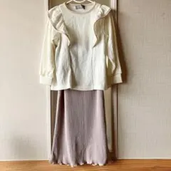 110㎝ ワンピース　セット　フリル　長袖　白　フォーマル