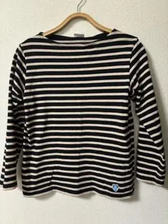 ブラック×ベージュストライプ長袖Tシャツ　オーシバル　ORCIVAL