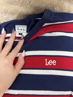 Lee ストライプ Tシャツ S ネイビー/レッド
