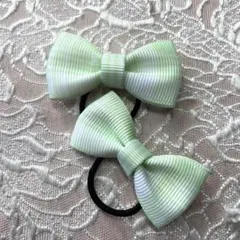 チェック柄リボン ヘアゴム 2個セット