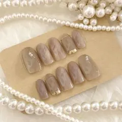 ブラウンニュアンス×マグネット×ミラーネイルチップ⟡.* 上品 大人 フォーマル