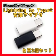 IP41 Lightning タイプC 白黒 ２個セット 変換 アダプター　充電