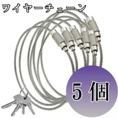 ワイヤーキーチェーン 5本セット キーホルダー ロックワイヤー シルバーのサムネイル