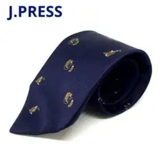 J.PRESS ネクタイ　ネイビー　アニマル柄　シルク100% ハンドメイド