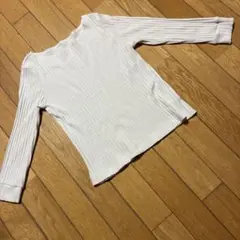 ホワイトリブ編み長袖Tシャツ