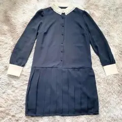 313 earth music&ecology ワンピース ひざ丈 ネイビー