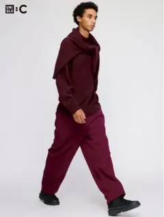 UNIQLO Cスウェットワイドパンツ ワイン色 Mサイズ