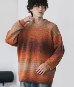 【未使用】グラデーションニット　オレンジ　ユニセックス　男女兼用