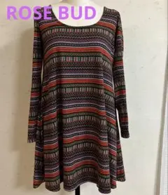 ROSE BUD　ローズバッド　ミニ丈ワンピース　エスニック柄　フリーサイズのサムネイル
