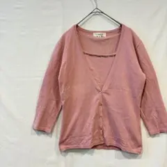 クリスチャンオジャール ニットカーディガン　羽織　七分袖　ピンク　アンサンブル