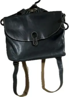 ダークブルー 本革 レザー リュック Y2K ビンテージ 通学 ショルダーバッグ