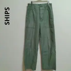 SHIPS　カーゴパンツ　ハイウエスト　カーキ　チノパン