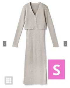 GRL カーディガンXキャミワンピースラメニットセットアップ[rut822] S