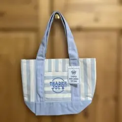 Trader Joe's ミニトートバッグ ストライプ ブルーのサムネイル