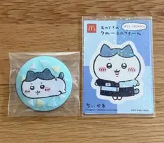 ちいかわ　刺繍缶バッジ　ハチワレ
マクドナルド　ハッピーセット　ステッカー　2点