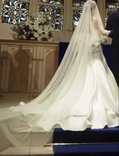 ホワイト ロングベール　ウェディングベール　ラメ　3m