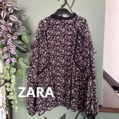 ZARA花柄シフォン長袖ブラウス