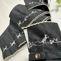 未使用ミッシェルクラン　晴雨兼用折りたたみ傘　　ブラックねこ刺繍　一級遮光　訳有のサムネイル