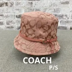 i774＊ COACH コーチ バケットハット ロゴ ジャガード織 ピンク 牛革のサムネイル