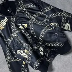 NIKE ナイキ チェーン柄 総柄 MA-1 中綿 ジャケット ブラック S