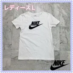 セール中☆ ナイキ　Tシャツ　レディース　L　ホワイト　コットン　プリントロゴ