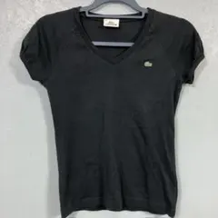 N393-11/04◯ LACOSTE ラコステ 半袖 Vネック Tシャツ 黒のサムネイル