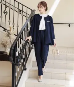 試着のみ　入学式卒業式　ネイビー ジャケットセットアップ　神戸レタス　タグ付き