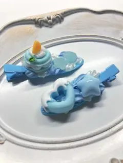 前髪クリップ ホイップデコ 水色